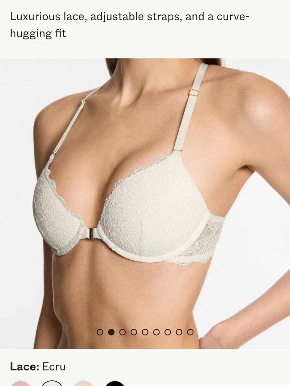 Pepper Ecru Lace Push-Up Bra with Adjustable Straps